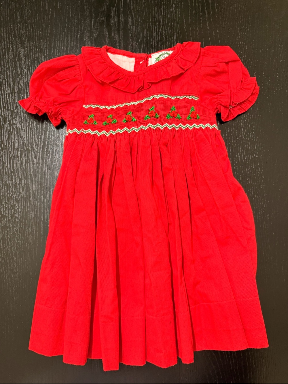 Girls Red Smocked Holiday Party Dress